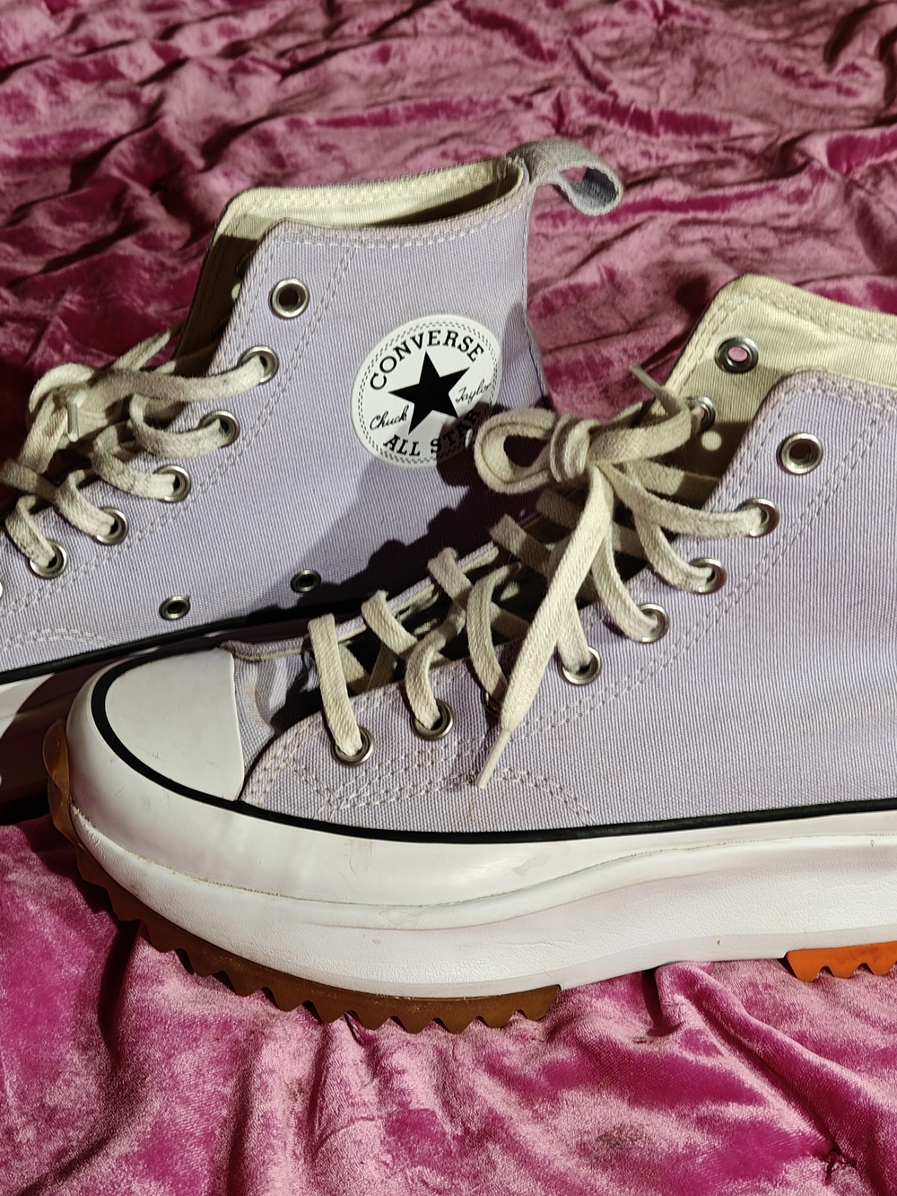 Converse Run Star High-Top Platform Sneakers in Light Lavender 8.5